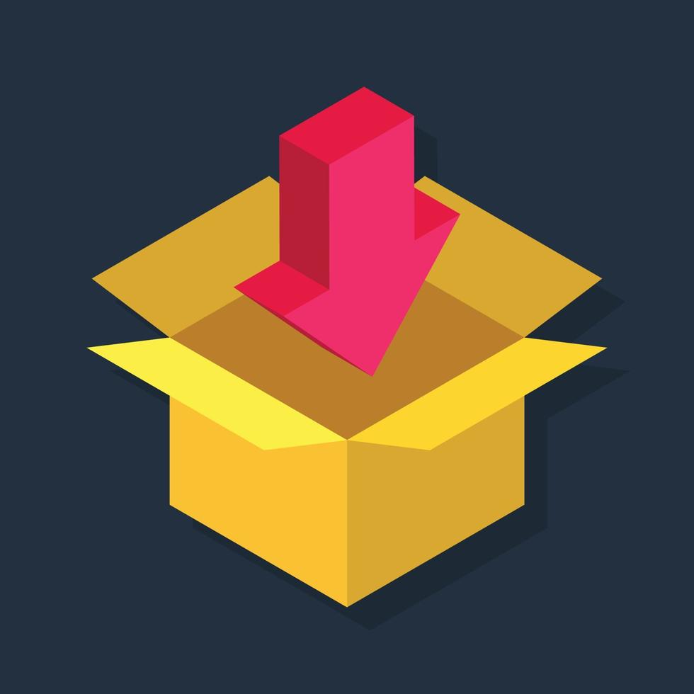 Add To Box - Isometric 3d illustration. vector