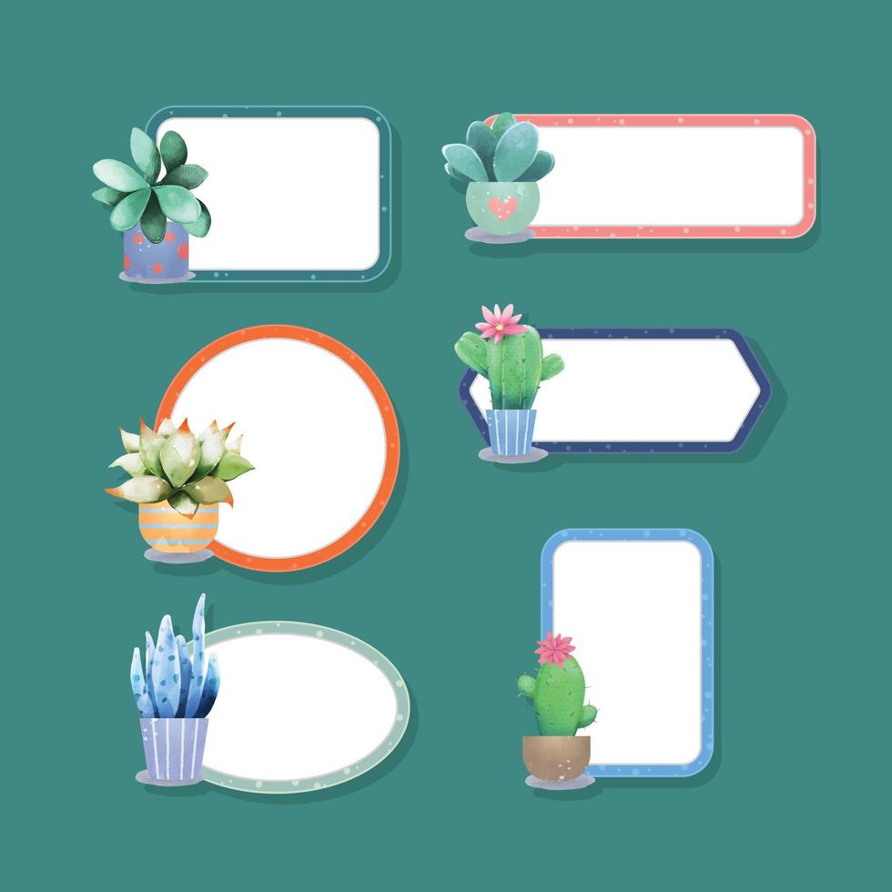 Cute Succulent Label Tag Collection vector