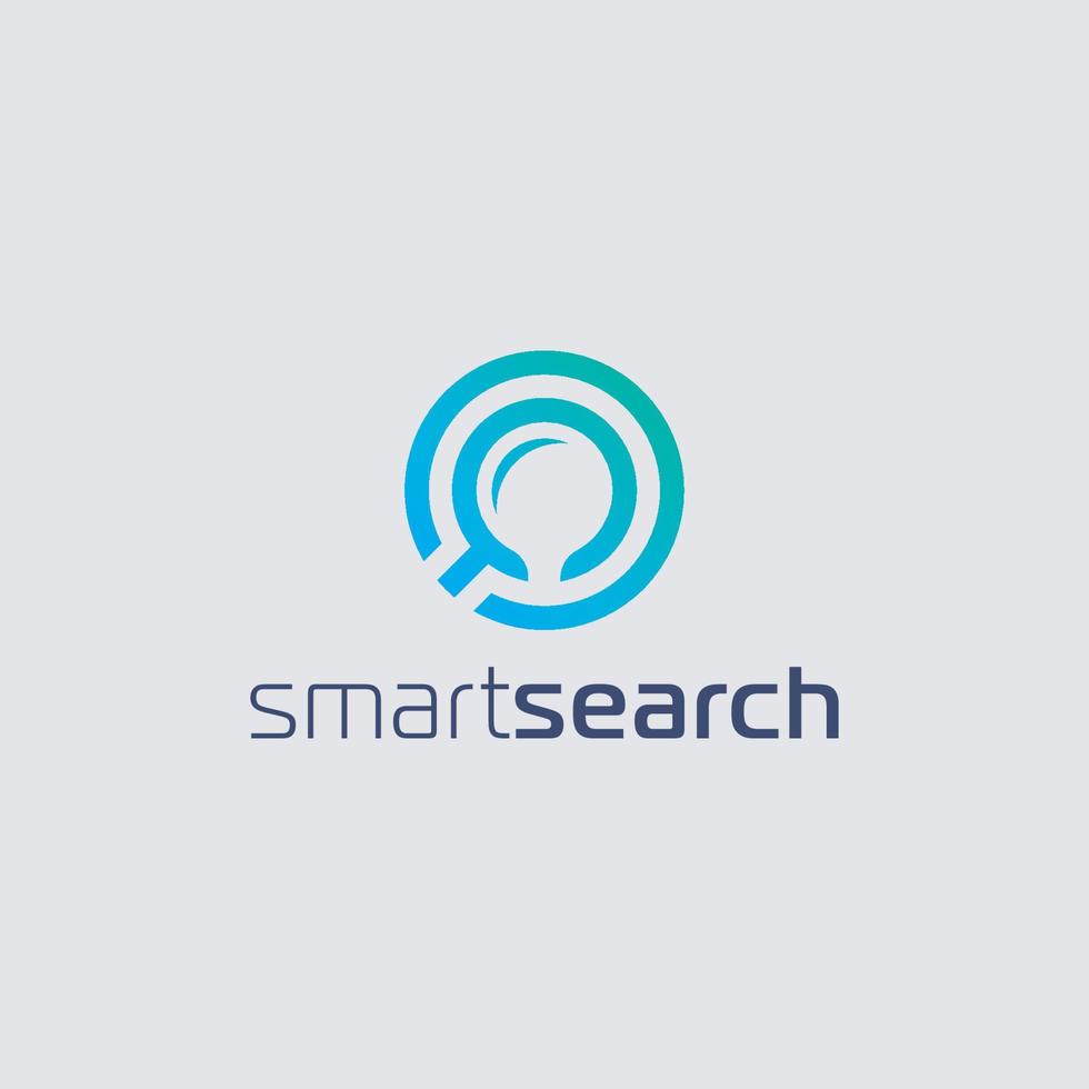 logotipo e icono de búsqueda inteligente. logotipo lúdico con una lupa que también es un inteligente vector