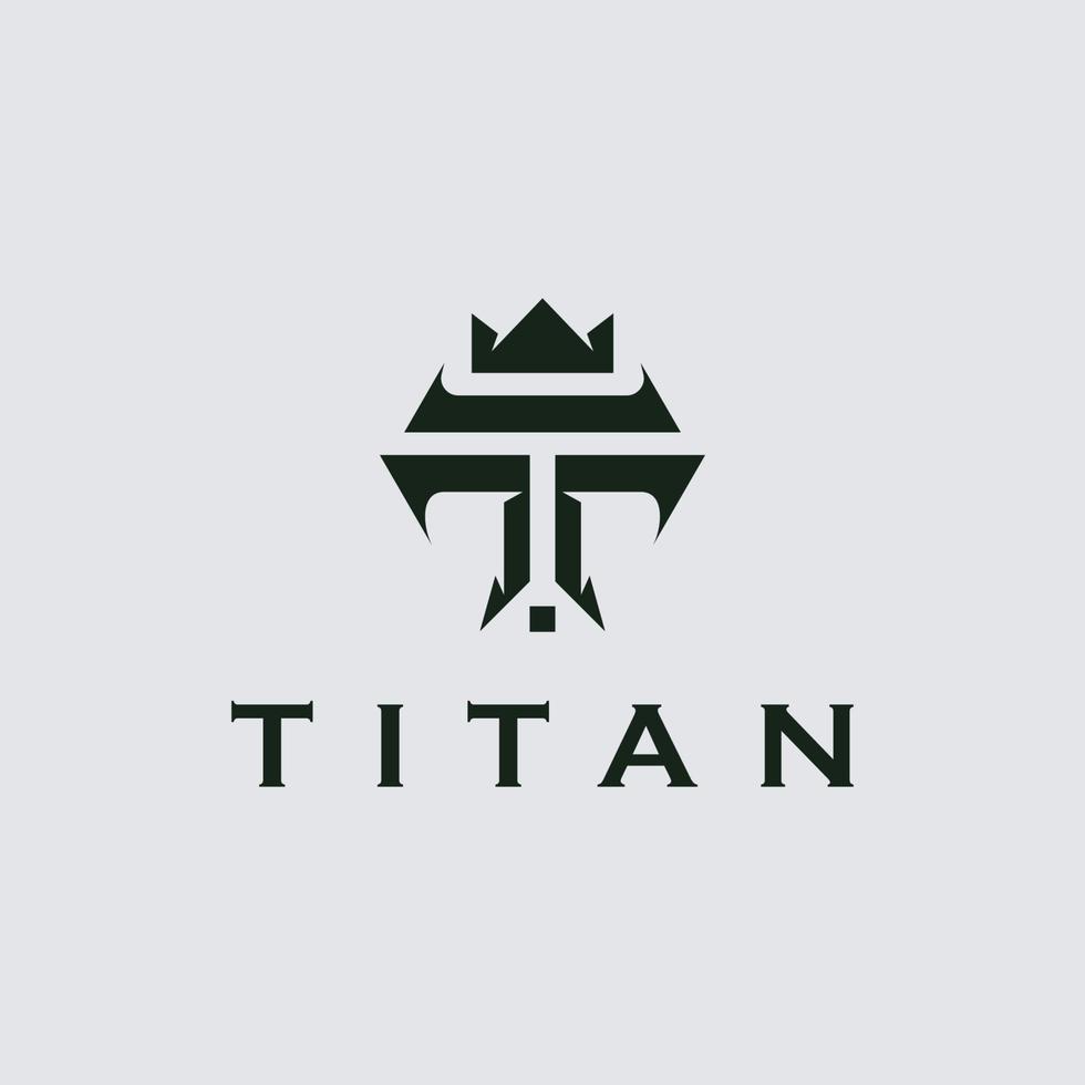 letra inicial t diseño de logotipo de escudo de titán vector