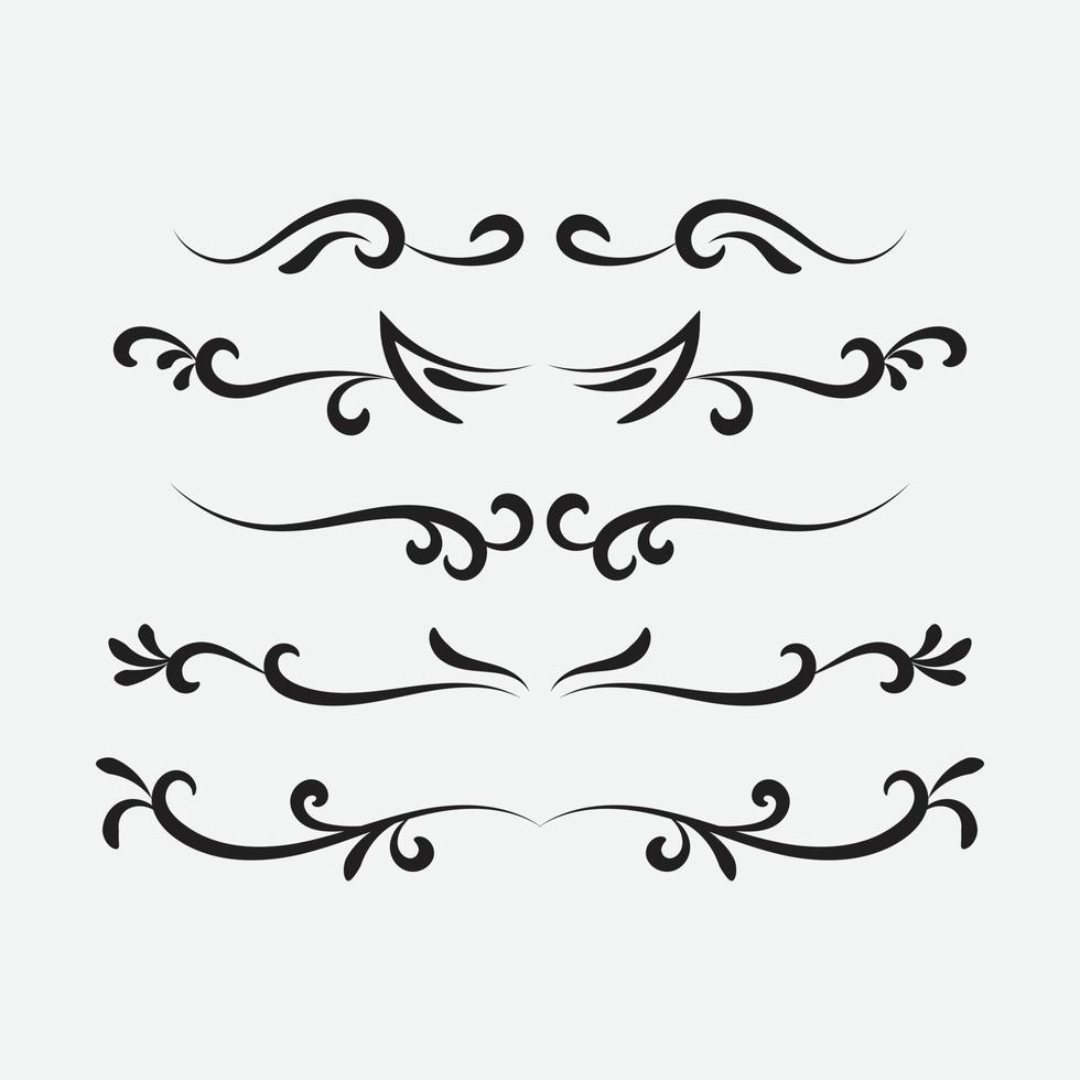 conjunto de adornos de filigrana ornamental y divisores delgados. elementos clásicos de la vendimia, ilustración vectorial vector