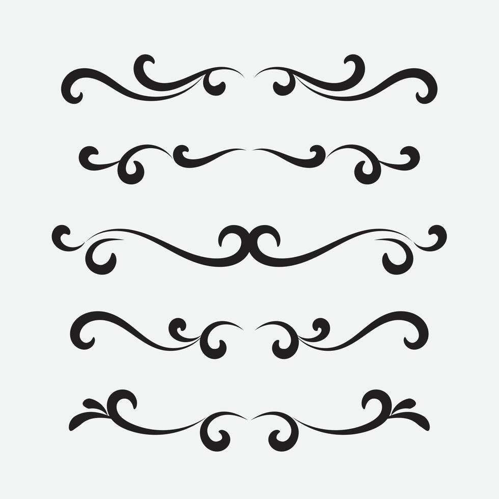 Calligraphic ornament set. Vintage Decorations. Vector isolated illustration.