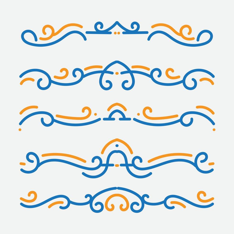 Set of ornamental filigree flourishes and thin dividers. Classical vintage elements, vector illustration