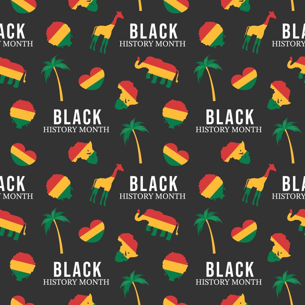 mes de la historia negra patrón sin costuras de vacaciones afroamericanas en plantilla ilustración de diseño plano de dibujos animados dibujados a mano vector