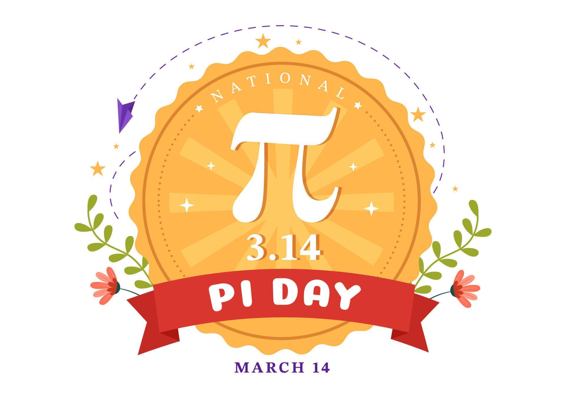 World Pi Day Illustration with Mathematical Constants, Greek Letters or Baked Sweet Pie for