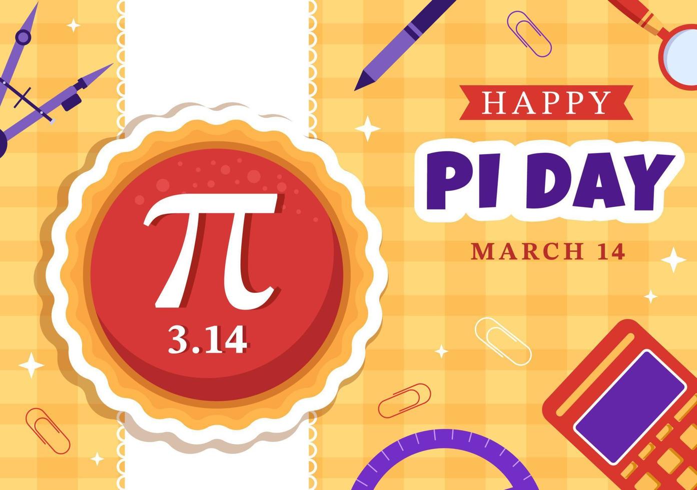 World Pi Day Illustration with Mathematical Constants, Greek Letters or Baked Sweet Pie for Landing Page in Hand Drawn Cartoon Symbol Templates vector