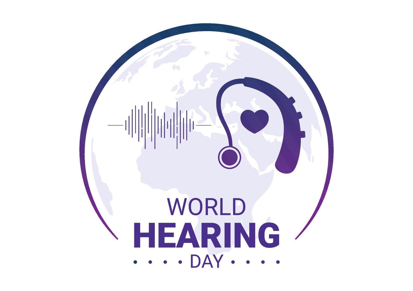 ilustración del día mundial de la audición para crear conciencia sobre cómo prevenir la sordera para el banner web o la página de inicio en plantillas planas dibujadas a mano de dibujos animados vector