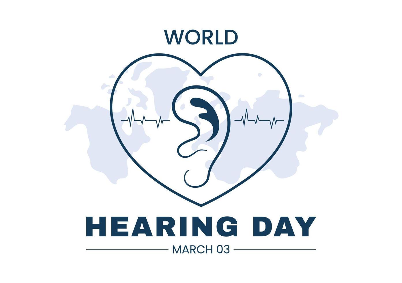 ilustración del día mundial de la audición para crear conciencia sobre cómo prevenir la sordera para el banner web o la página de inicio en plantillas planas dibujadas a mano de dibujos animados vector