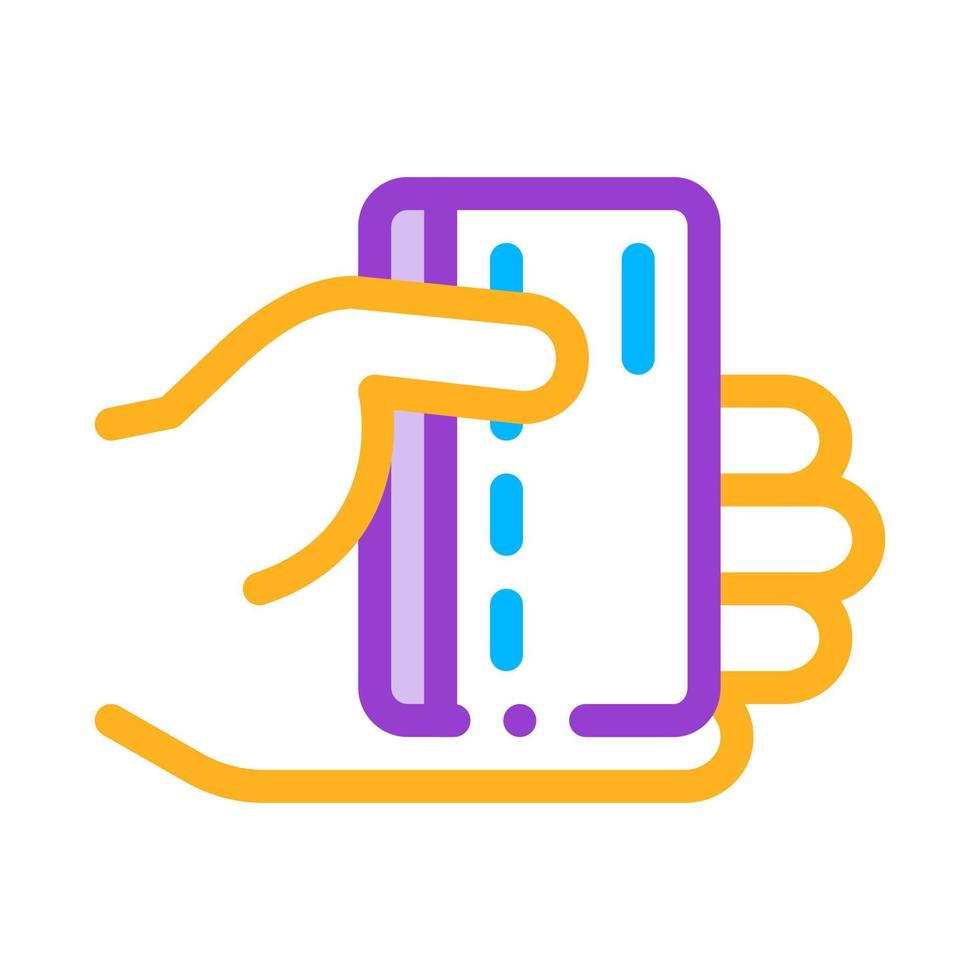 Hand Holding Credit Card Vector Thin Line Icon