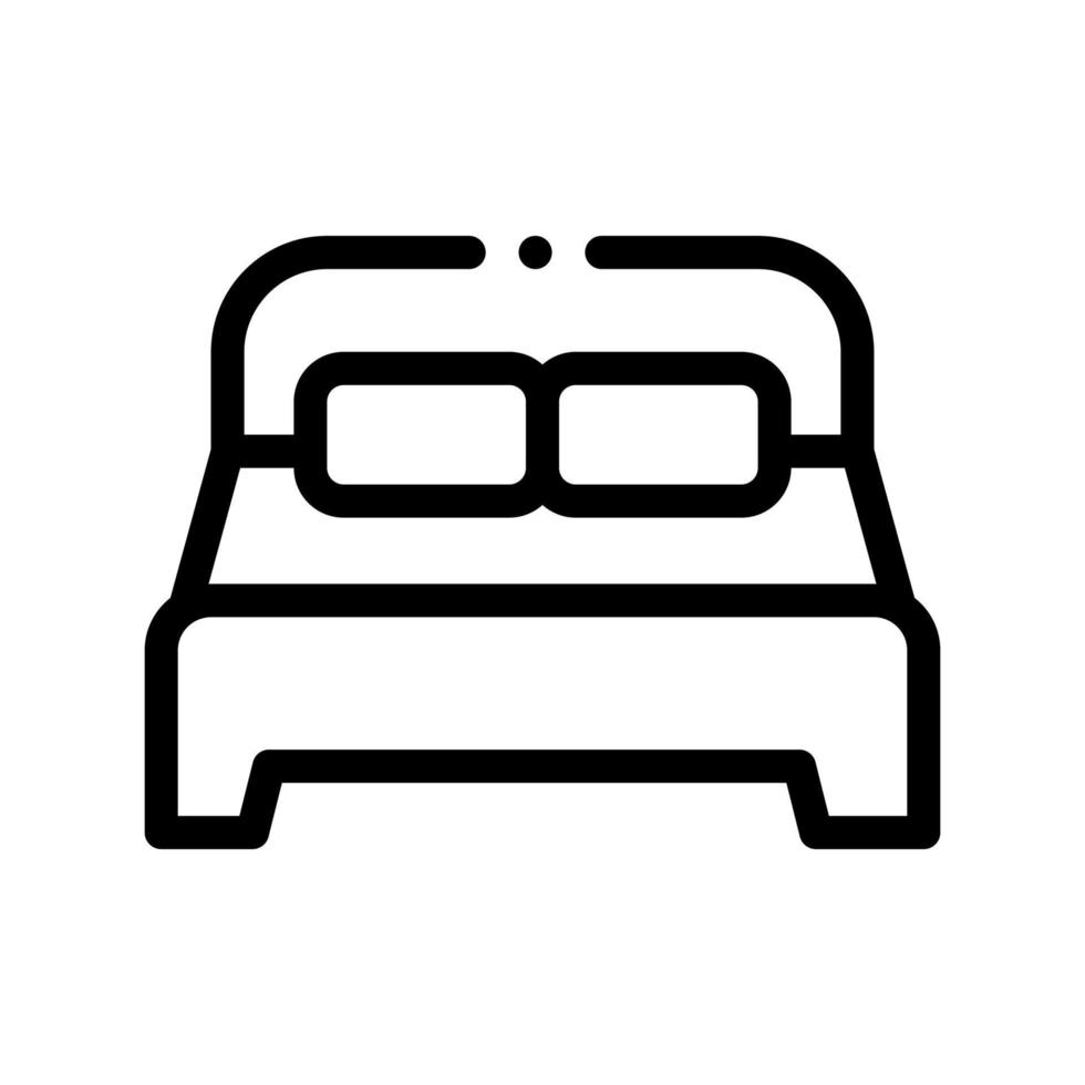 Motel Comfortable Double Bed Vector Thin Line Icon