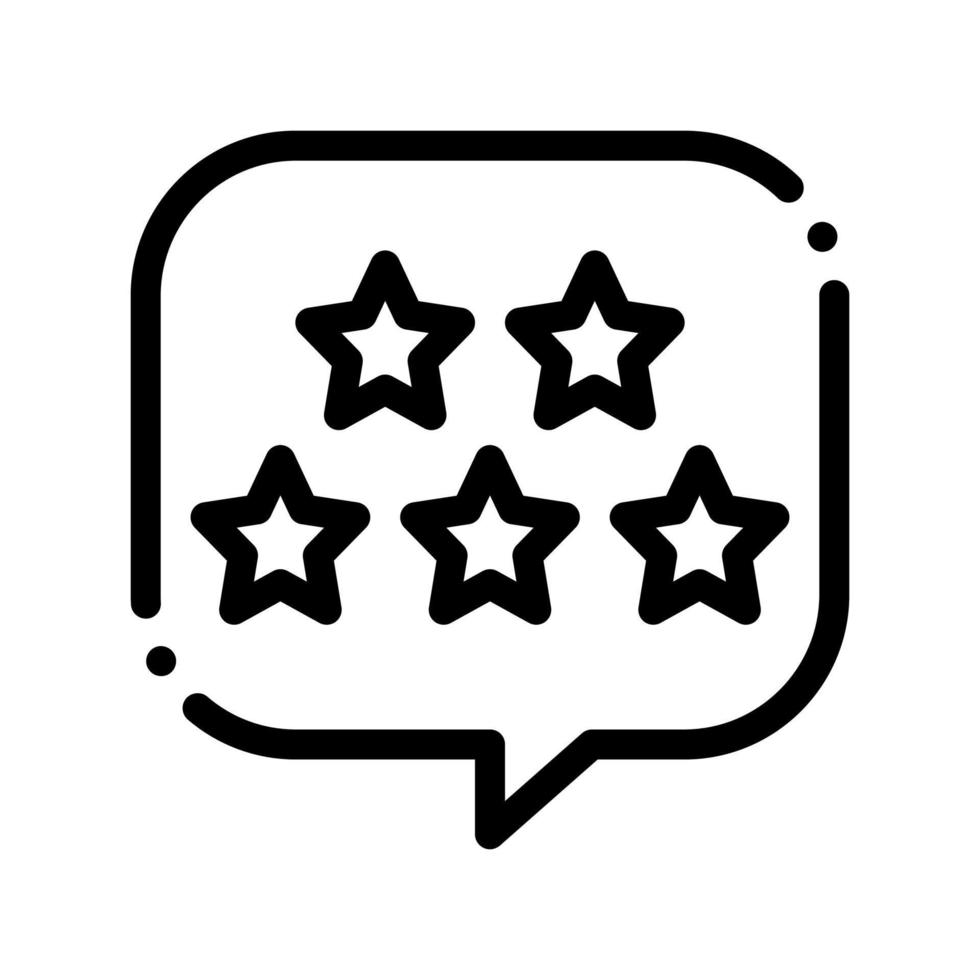 cinco estrellas en cuadro de texto marco vector icono de línea delgada