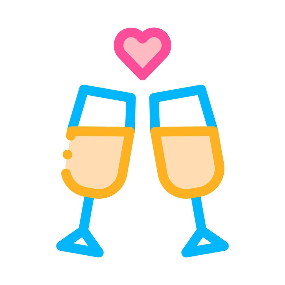 Champagne Glasses Wedding Ceremony Vector Icon