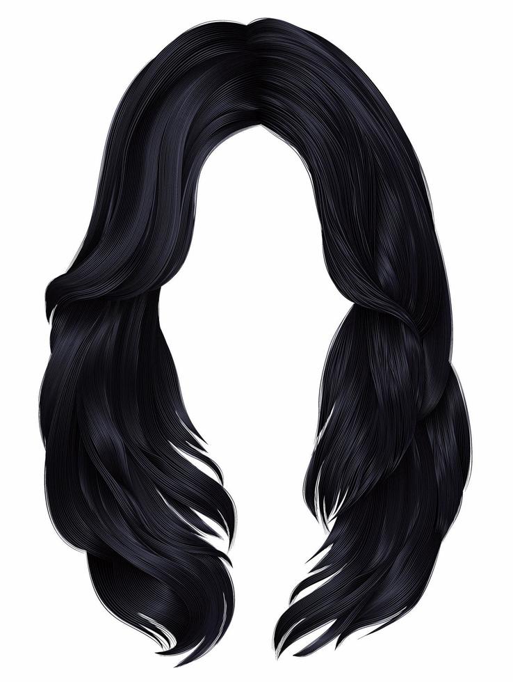 trendy woman long hairs brunette black colors .  beauty fashion .  realistic  graphic 3d vector