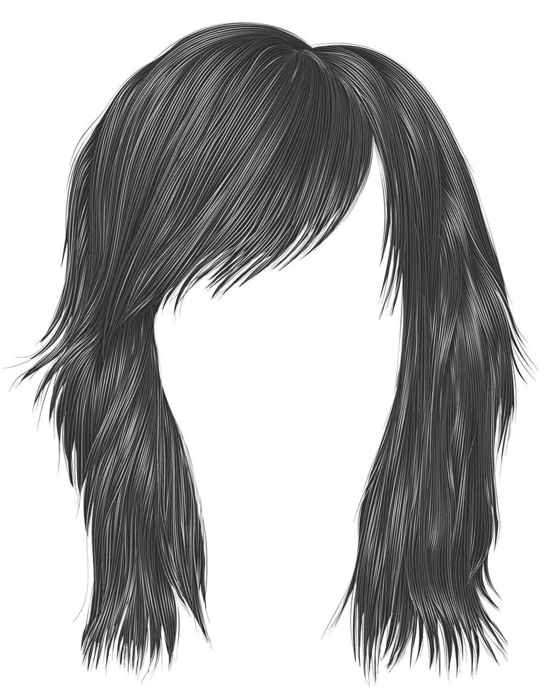 pelos de mujer de moda color gris. longitud mediana . estilo de belleza . 3d realista. vector