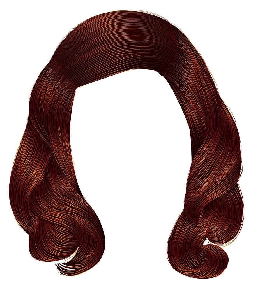 trendy woman long hairs red ginger colors .  beauty fashion .  realistic  graphic 3d.retro vector
