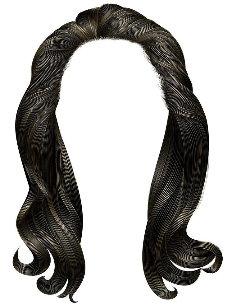 trendy woman long hairs brown colors.beauty fashion .  realistic  graphic 3d vector