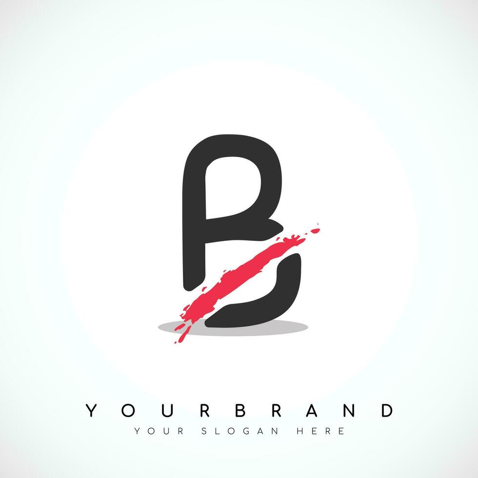 Letter B Logo Design With Red Slash Vector Illustration