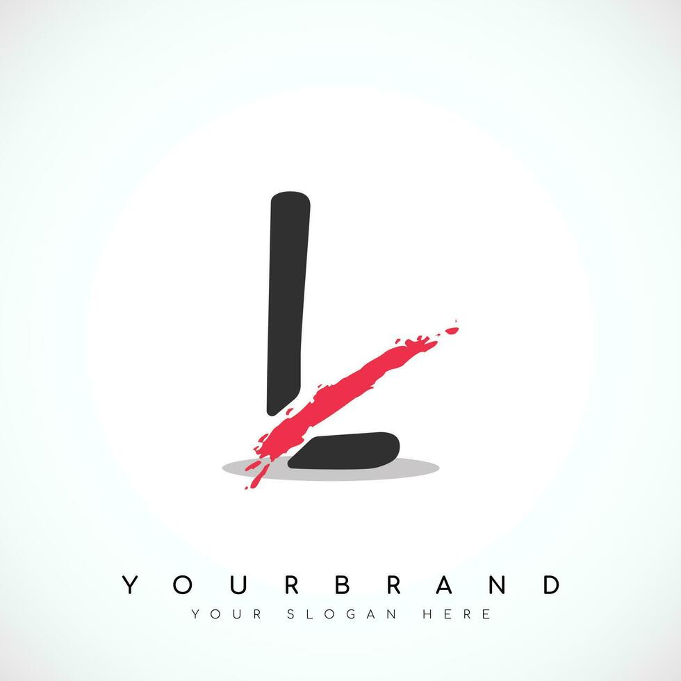 Letter L Logo Design With Red Slash Vector Illustration