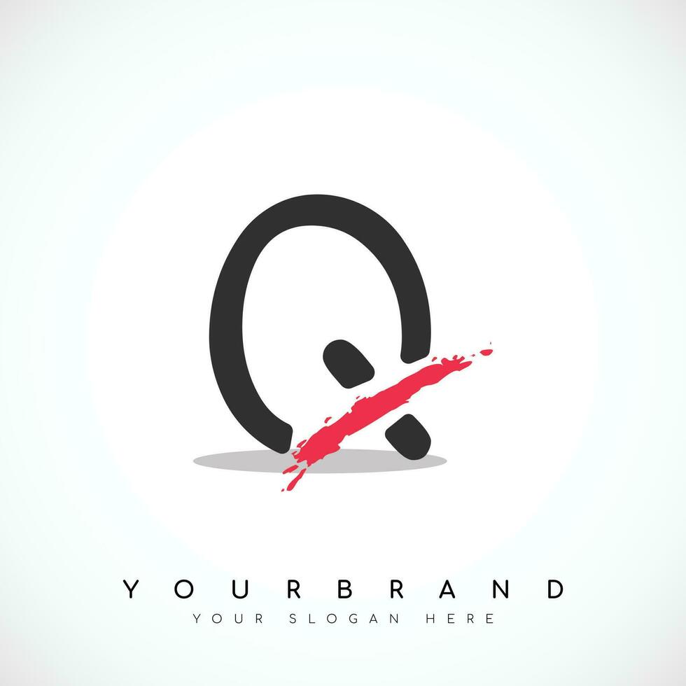Letter Q Logo Design With Red Slash Vector Illustration