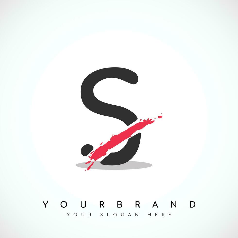 Letter S Logo Design With Red Slash Vector Illustration