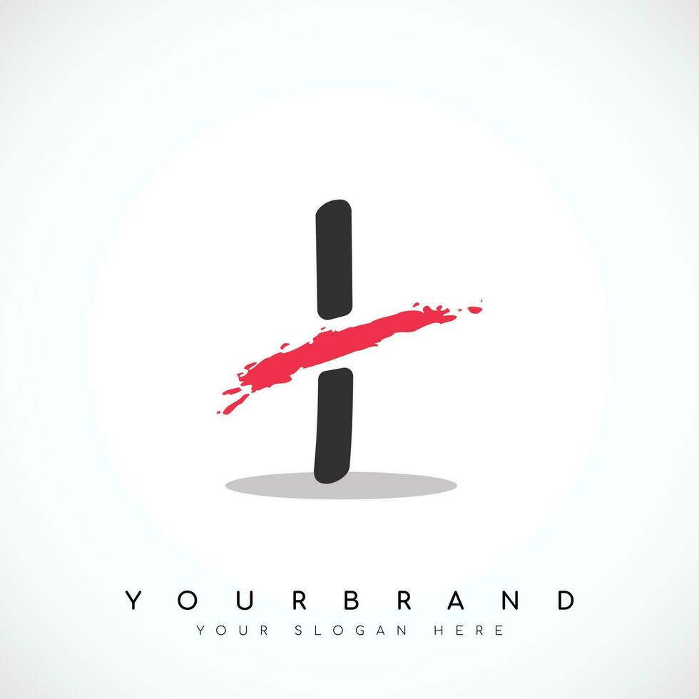 Letter i Logo Design With Red Slash Vector Illustration