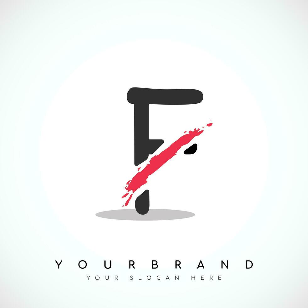 Letter F Logo Design With Red Slash Vector Illustration