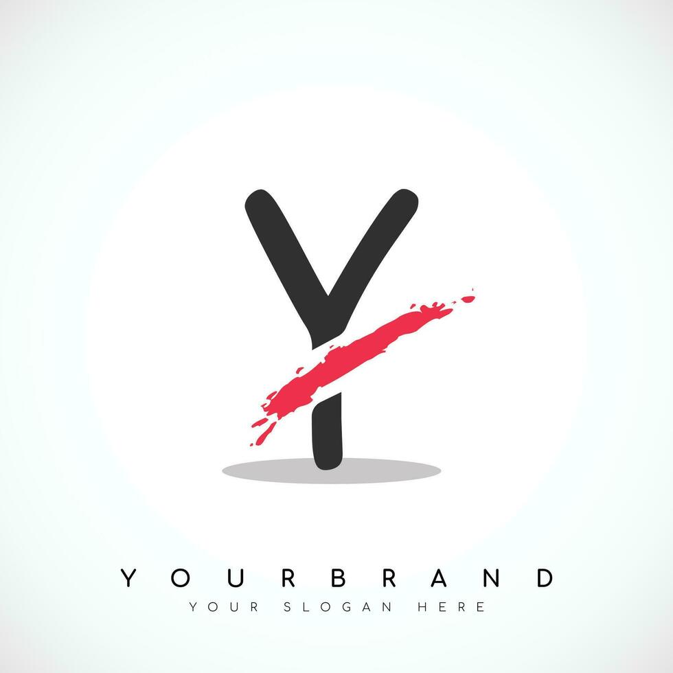 Letter Y Logo Design With Red Slash Vector Illustration