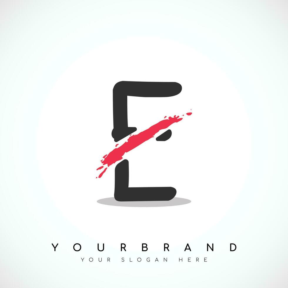 Letter E Logo Design With Red Slash Vector Illustration