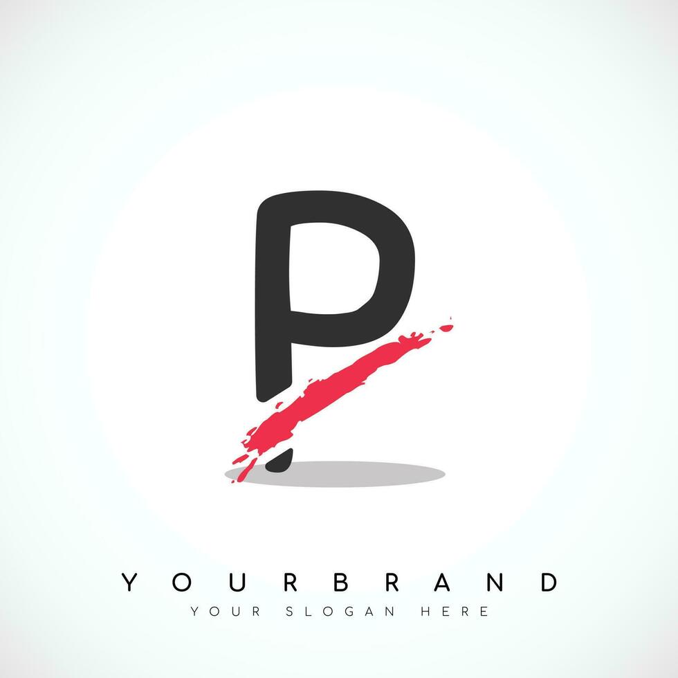 Letter P Logo Design With Red Slash Vector Illustration