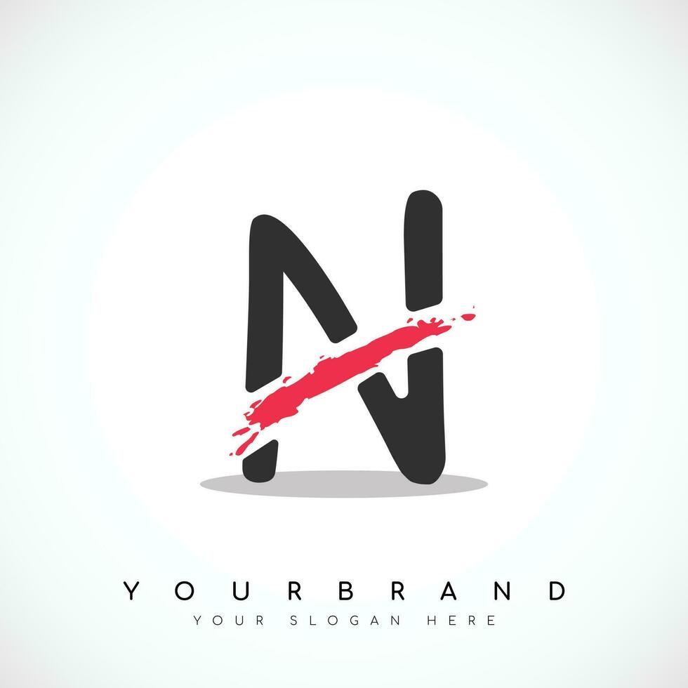diseño de logotipo de letra n con ilustración de vector de barra roja