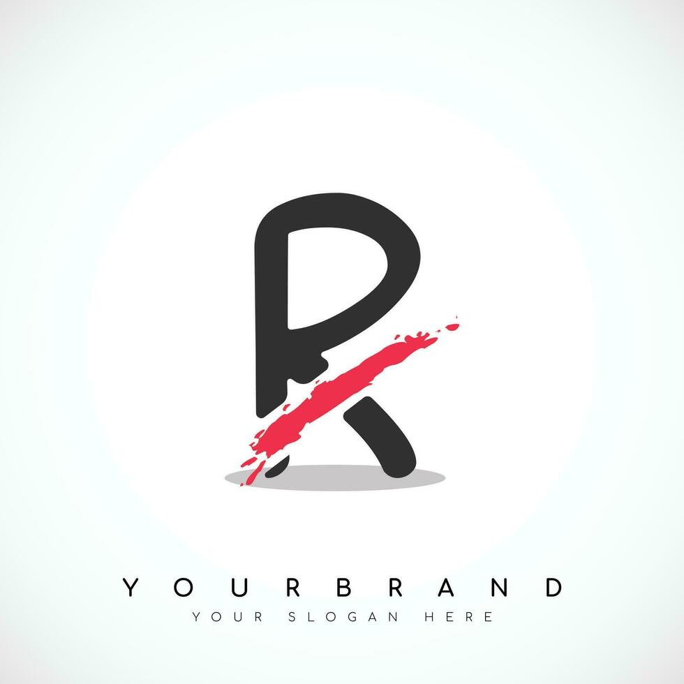 Letter R Logo Design With Red Slash Vector Illustration