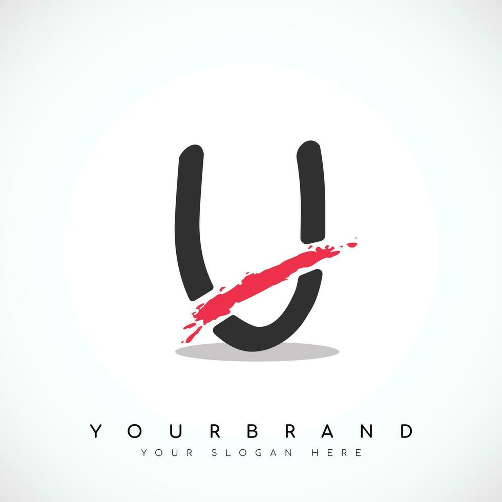 Letter U Logo Design With Red Slash Vector Illustration
