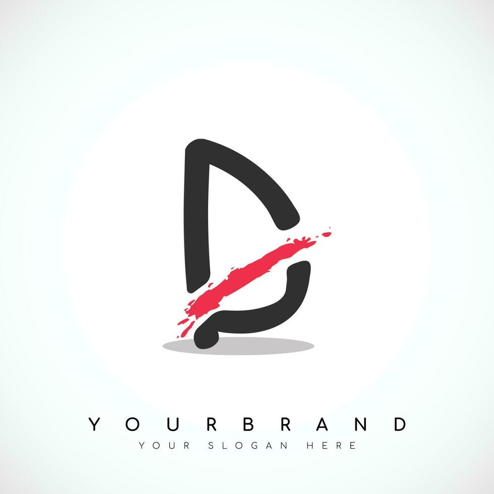 Letter D Logo Design With Red Slash Vector Illustration