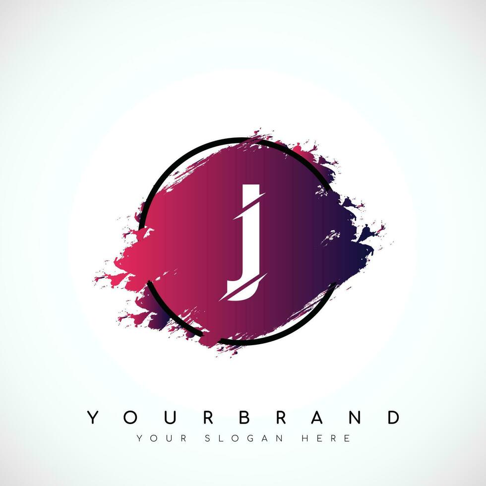 Letter J Slice Style Logo Design With Red and Black Gradient Brush in Black Circle. Vector Illustration