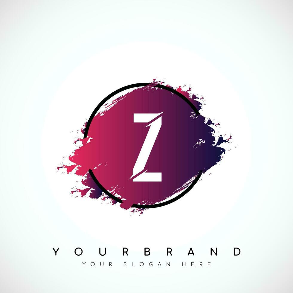 Letter Z Slice Style Logo Design With Red and Black Gradient Brush in Black Circle. Vector Illustration