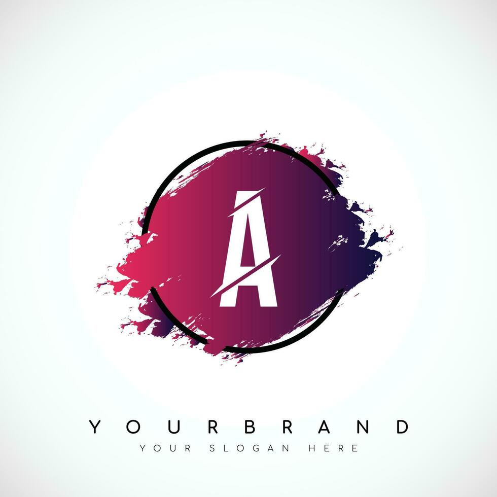 Letter A Slice Style Logo Design With Red and Black Gradient Brush in Black Circle. Vector Illustration