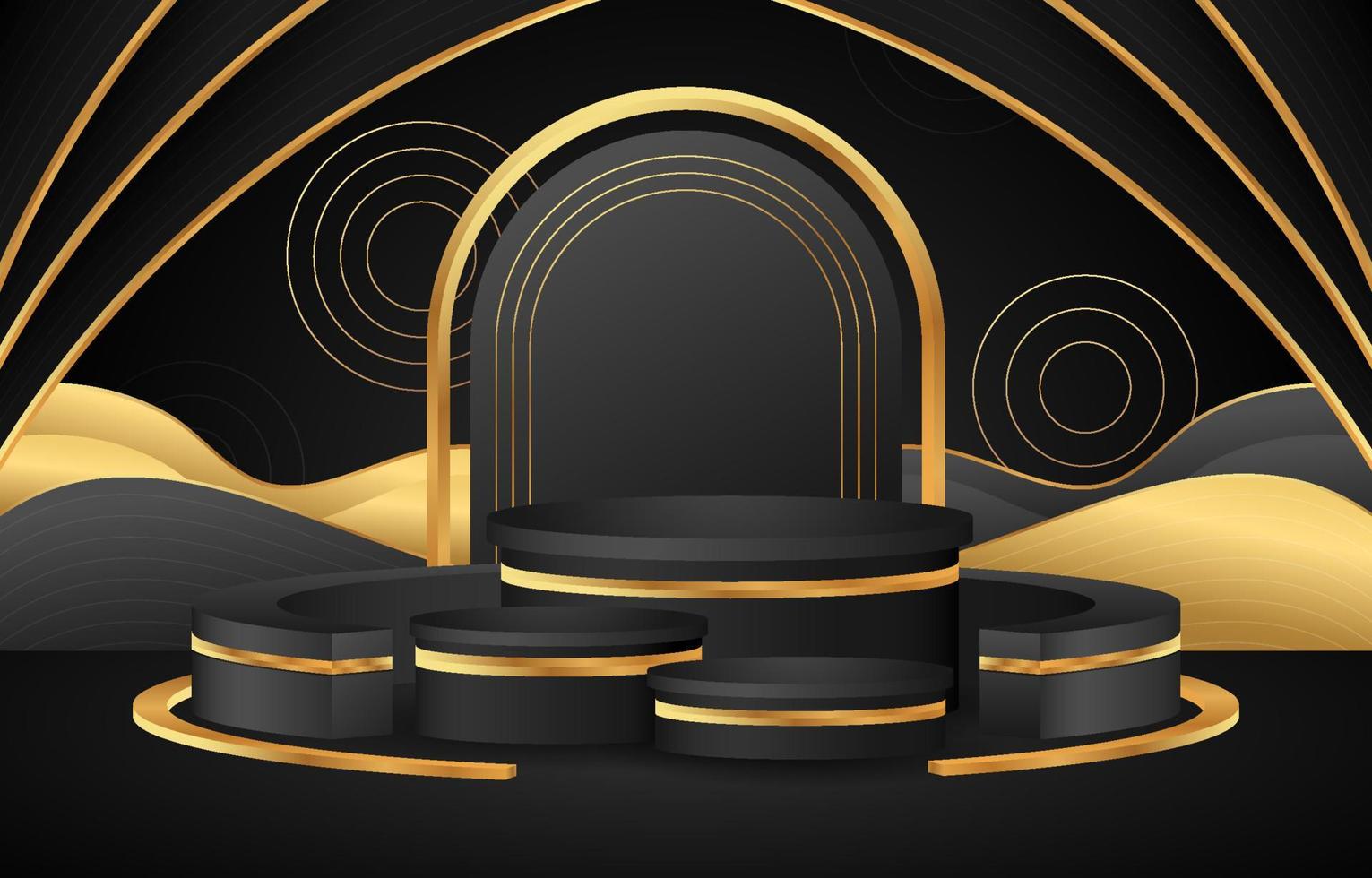 3d Abstract Black  Podium Background vector