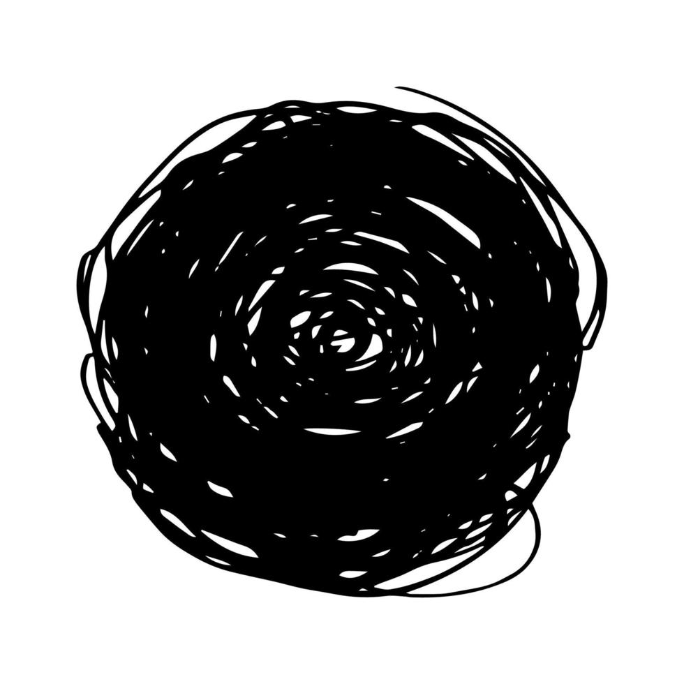 esbozar frotis de garabatos. dibujo a lápiz negro en forma de círculo sobre fondo blanco. Gran diseño para cualquier propósito. ilustración vectorial vector