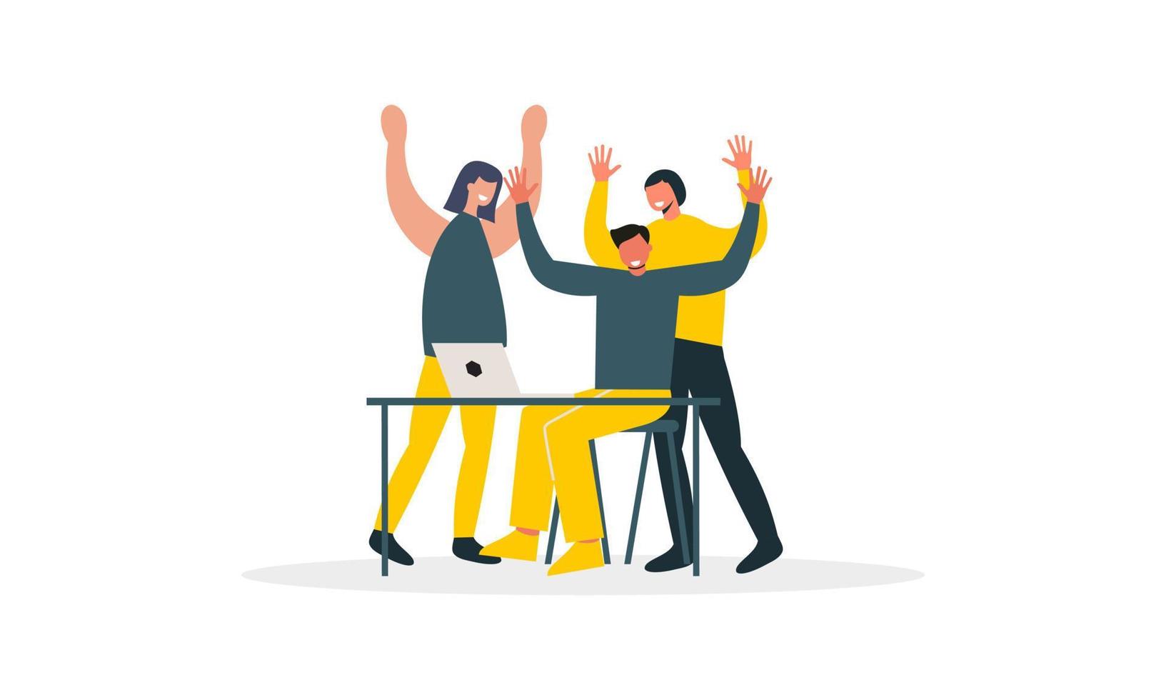 Good successful teamwork, happy business team concept vector