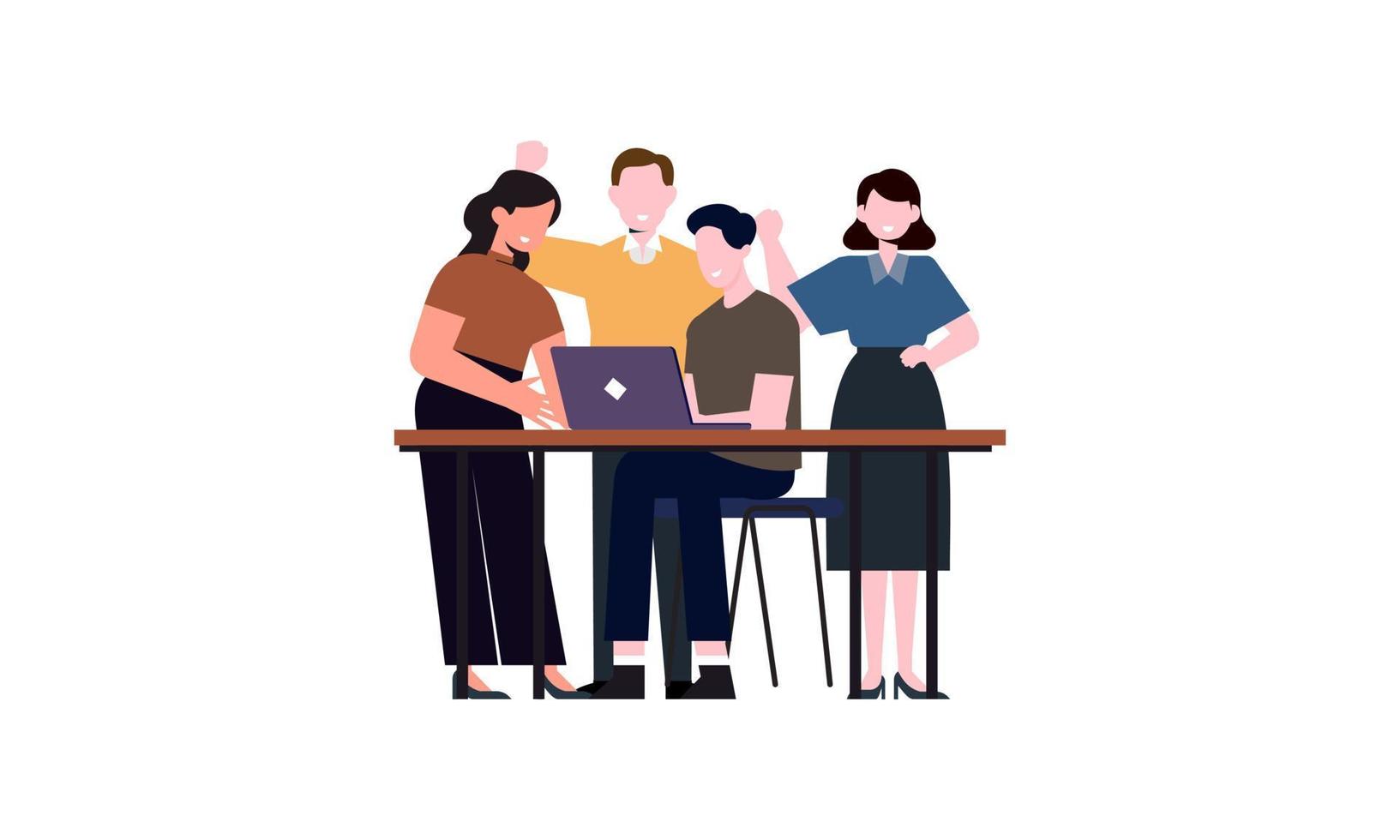 Good successful teamwork, happy business team concept vector