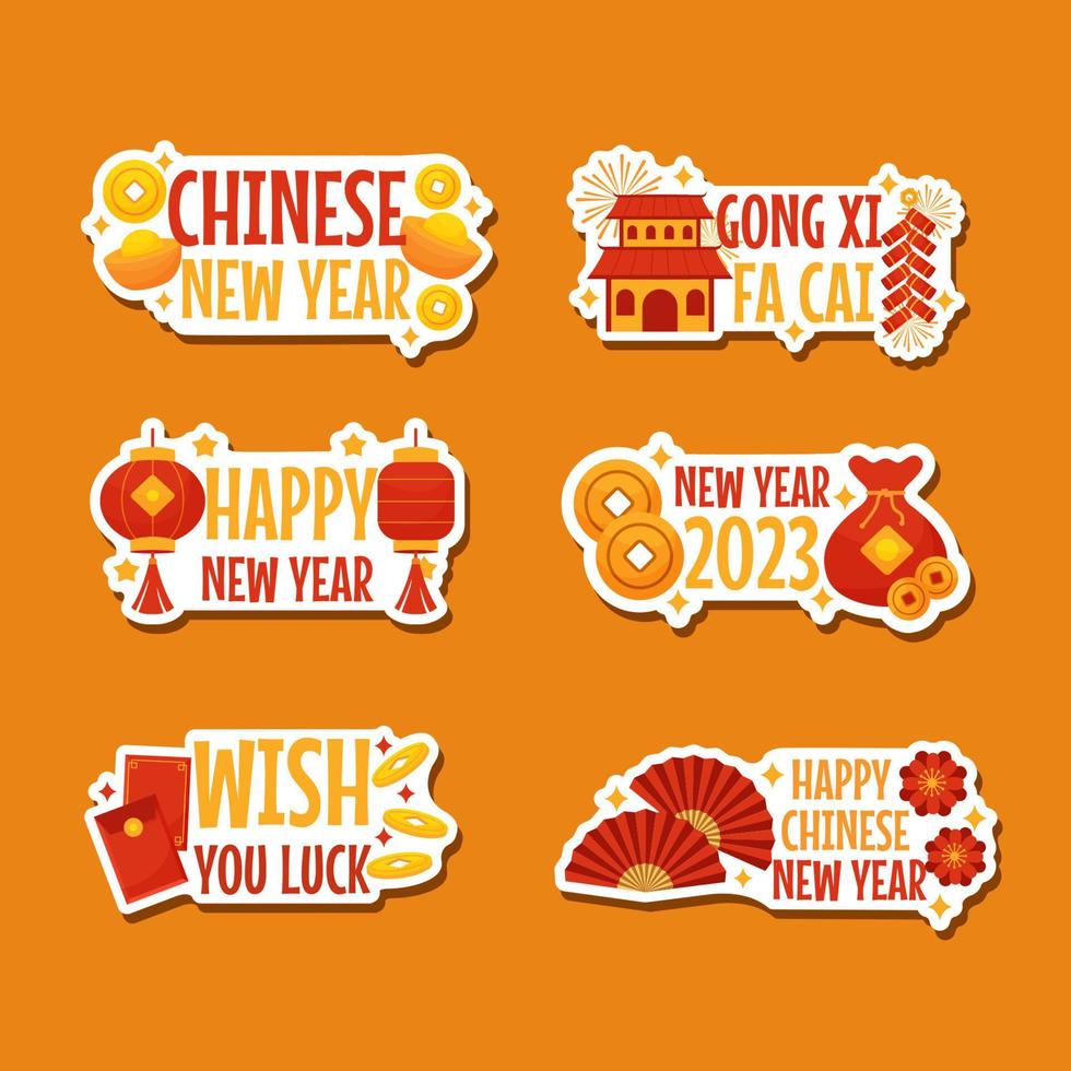 Chinese New Year Greetings Chat Sticker vector