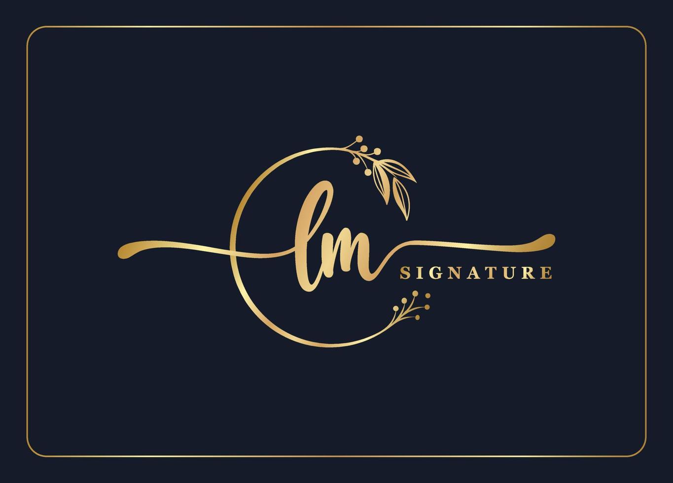 luxury gold signature initial Im logo design isolated leaf and flower vector