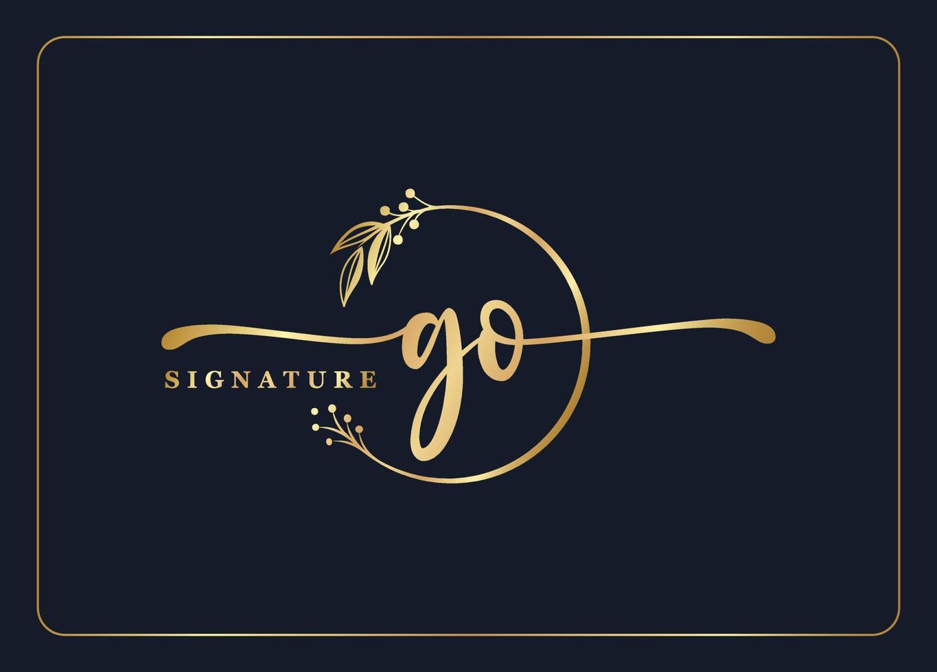 luxury gold signature initial Go logo design isolated leaf and flower vector