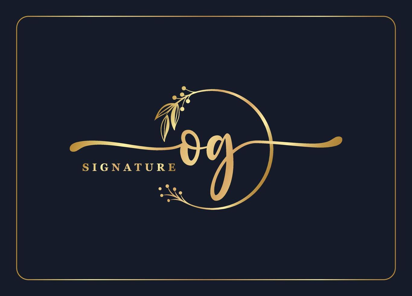 luxury gold signature initial Og logo design isolated leaf and flower vector