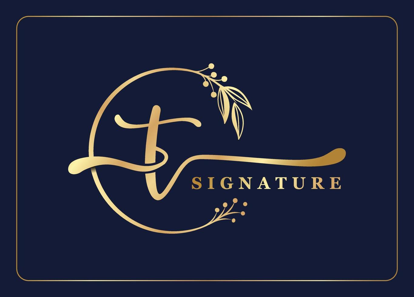 luxury signature initial t logo design isolated leaf and flower gnature AV-03 vector