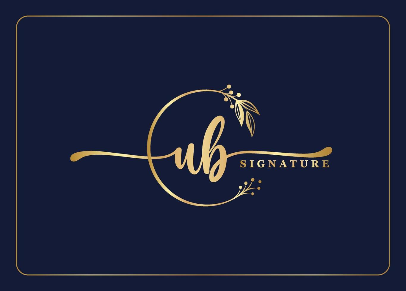 luxury gold signature initial UB logo design isolated leaf and flower vector