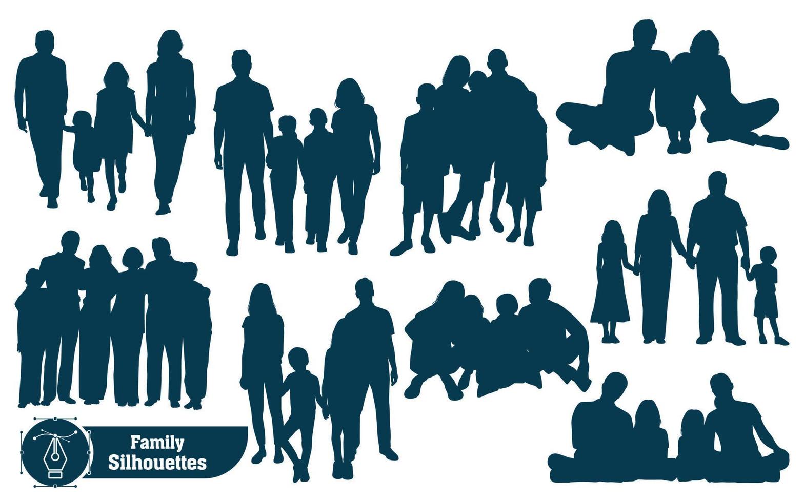 Vector collection of family silhouettes