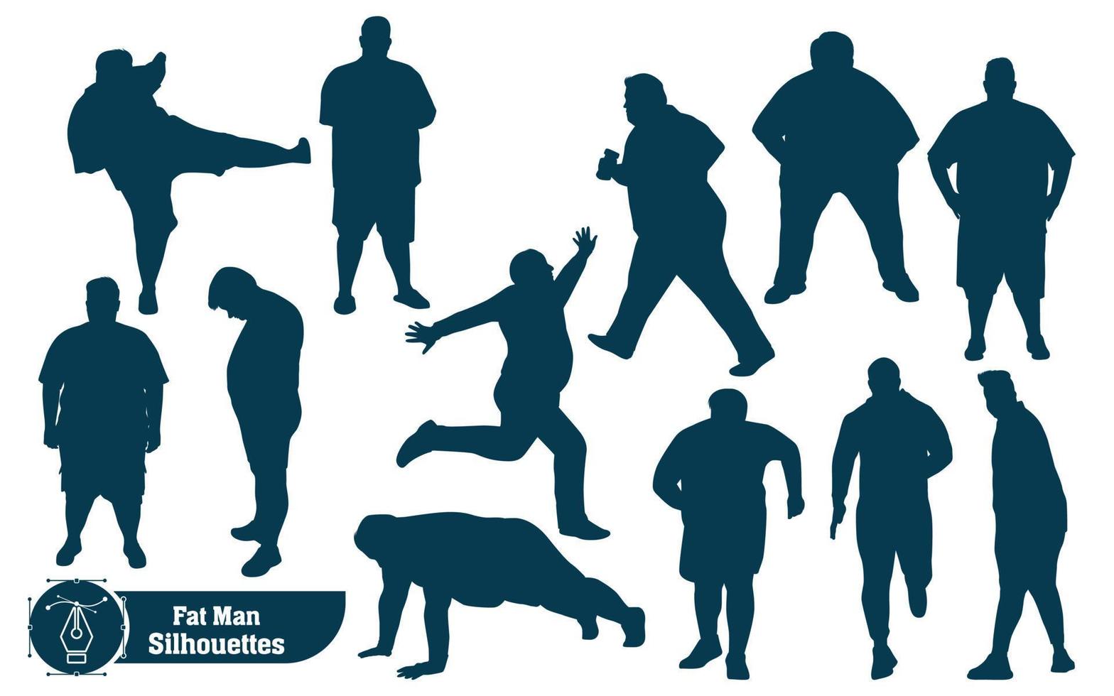 Fat man Silhouettes vector collection