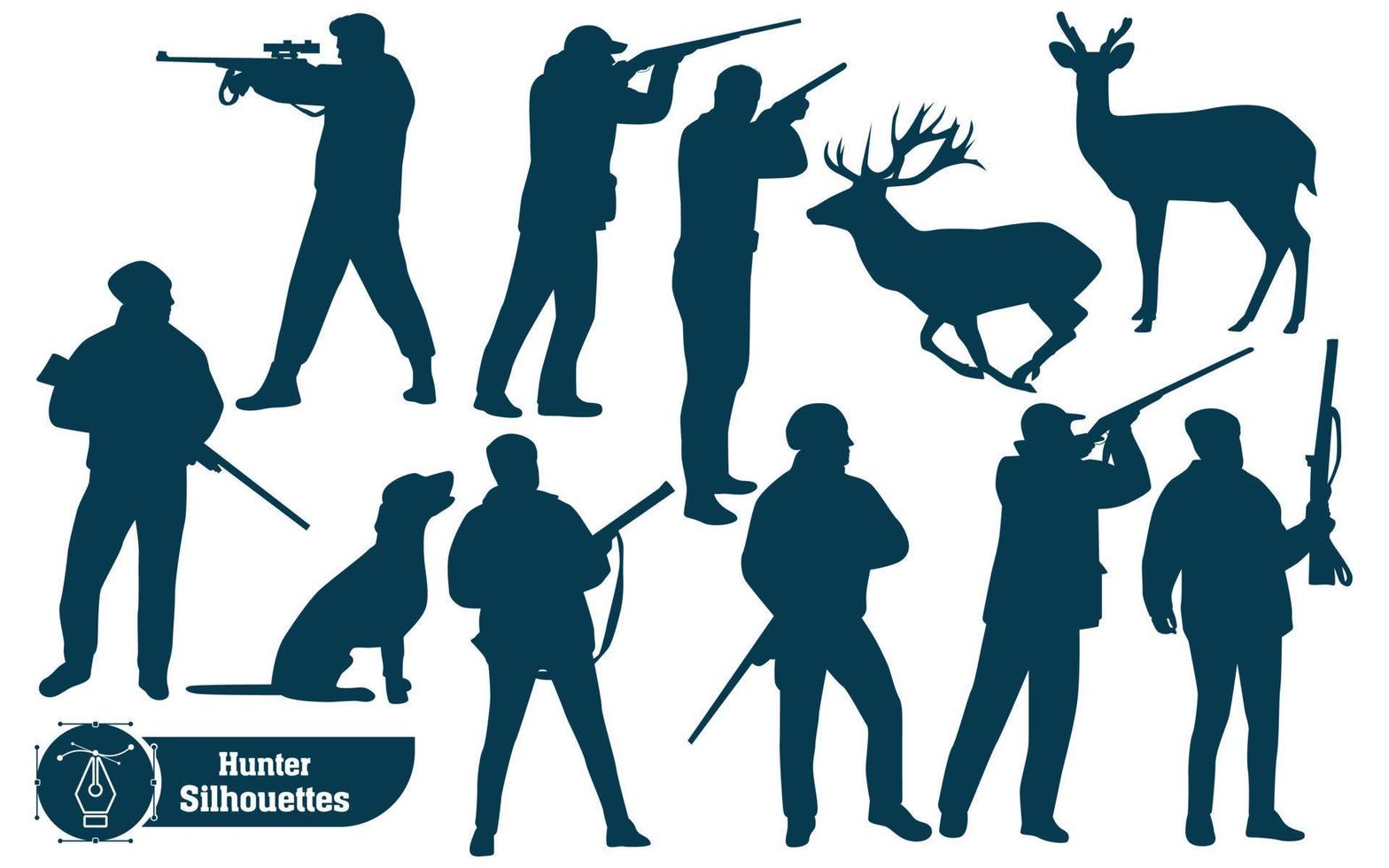 colección de vectores de silueta animal del bosque cazador