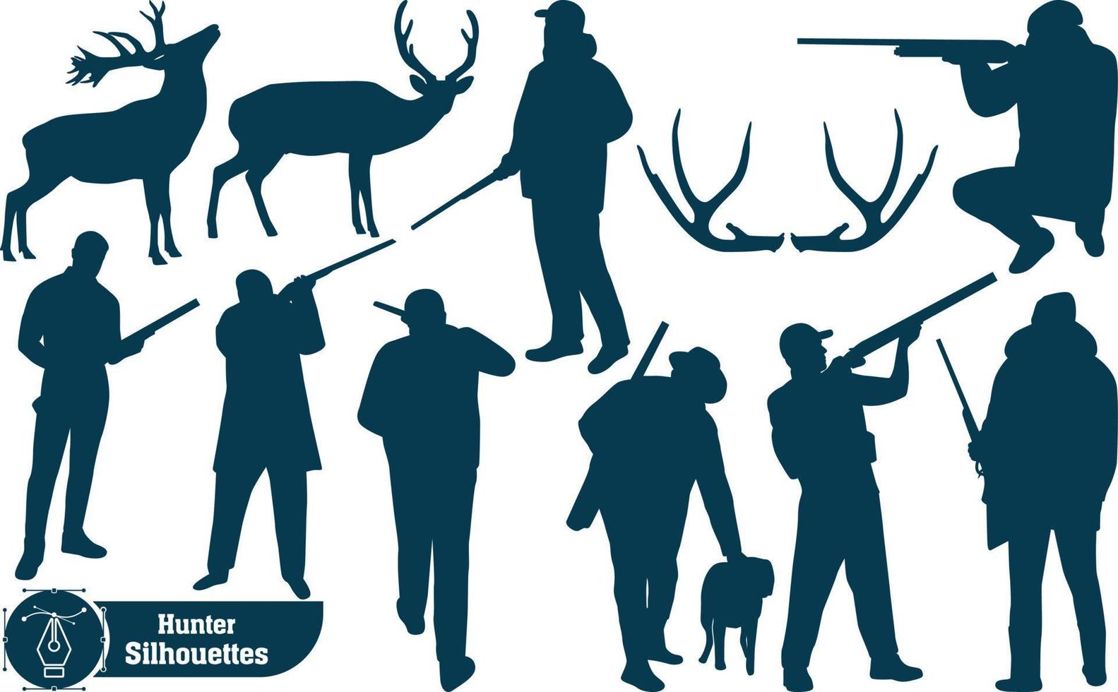 Vector collection of hunter forest animal silhouette
